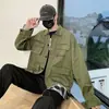 Chaqueta de hombre para primavera y otoño, abrigo casual de moda estilo americano con cuello de solapa, corte holgado, versátil, top con diseño de dos piezas falso