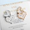Accesorios de joyería coreana DIY oro brillante plata brillante aleación colgante pequeño colgante de pulsera incrustado con diamante amor hueco