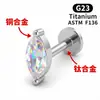 Arete de Labio de Aleación de Titanio F136 Cruce Ojo de Caballo Cobre Incrustado Circonita Túnel Óseo Joyería para Piercing Arete