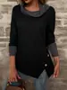 Blusas para Mujer Estilo Europeo y Americano de Amazon, Tejido de Punto Patchwork de Color Contrastante Estilo Coreano, Suéter Versátil de Cuello Alto Medio para Mujer para Primavera y Otoño