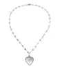 Collar Nicho Retro Corazón de Durazno Flor Collar Cadena Clavícula Acero Titanio Versátil Colgante Corazón Chica Cool