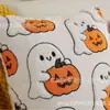 Funda de Almohada de Felpa Acolchada Calabaza Fantasma Transfronteriza Serie de Halloween Funda de Cojín para Sofá de Sala Decoración de Fiesta Navideña