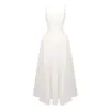En Stock Vestido de Novia Ligero de Satén con Escote Cuadrado y Tirantes Anchos Cintura Corsé Doble Dobladillo Grande Simple Vestido Largo para Ceremonia de Entrega de Certificados