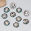 Plata de ley S925 aceite epoxi goteando manualidad florero accesorios retro hueco DIY hecho a mano cuentas de cristal espaciador soporte de plata