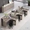 Mesa de Equipe, Combinação de Mesa e Cadeira para Funcionários, Cruz Dupla 4, 4, 6 Pessoas Porta-Cartões, Tela Financeira, Simples e Moderno