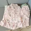 Conjunto de Pijama de Algodón Nube Otoño 2026 Manga Larga Pantalón Largo Cuello de Muñeco de Dibujos Animados Ropa de Casa (Sin Almohadillas para Sujetador)