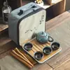 Caja de Viaje Portátil Set de Té Kung Fu Cerámica Vajilla de Té Una Tetera Cuatro Tazas Set Completo Venta al por Mayor Regalo Logo