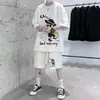 Traje de Crayon Shin-Chan para Hombre Verano Waffle Peso Pesado Dibujos Animados Anime Manga Manga Corta Pantalones Cortos Estilo Sal Fresca Conjunto de Dos Piezas