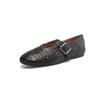 Zapatos Mary Jane de piel de vaca de capa superior huecos transpirables ultrasuaves Primavera 2025 Punta redonda Planos de cuero Suela blanda Zapatos de una sola capa para mujer