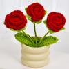 Flor de Lana Hecha a Mano Girasol Terminado Flor Artificial en Maceta Regalo Rosa Flor Falsa Adornos de Flores Tejidas Exportación Transfronteriza