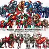 12 Piezas Decoraciones de Pony Navideño 2D Plano Madera Árbol de Navidad Festival Ropa Chimenea Regalo Decoración Colgante