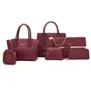 Set de Seis Bolsas Tejidas Transfronterizas para Madre e Hija 2026 Nuevo Retro Europeo y Americano Bolsos Grandes de Hombro, de Mano y Cruzados para Mujer
