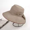 Chapéu de Pescador Elegante com Aba Larga e Laço, Estilo Coreano para Primavera e Verão, Moderno e Versátil, Chapéu de Sol Emagrecedor, Chapéu de Proteção Solar