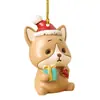 Adornos de Navidad Colgantes Animales Lindos Acrílico Decoraciones Planas Mini Árbol de Navidad Colgantes Dibujos Animados