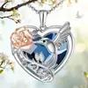 Colar com Pingente Cruzado Novo Estilo Coração do Oceano Amor Flor de Cristal Pássaro Corrente de Clavícula Moda Feminina Versátil em Formato de Coração Joia