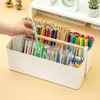 Caixa de Armazenamento para Canetas Marcadoras com Porta-Canetas Integrado, Grande Capacidade, Organizador de Mesa para Estudantes, Adequado para Canetas Coloridas, Canetas de Desenho, Lápis, com Cesta com Alça