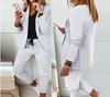 Nuevo traje informal de cuadros escoceses para mujer europea y americana de 2024, ajustado, con solapa y pantalones con cordones.