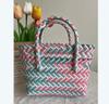 Atacado de fábrica bolsa de palha colorida infantil bolsa de palha cesta de piquenique para a praia feminina bolsa de mão para presente bolsa de mão