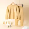 Ropa interior térmica para niños Pijamas gruesos para bebé Capa base Transpirable Niños y Niñas Lana Seda Conjunto de Ropa y Pantalones de Otoño