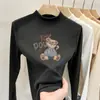 Camisa Básica de Veludo com Gola Alta Meia-Manga para Meninas Nova Coleção Primavera & Outono 2025 Camiseta Interna de Manga Longa para Crianças Top Quente para Meninas