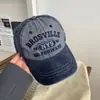 Boné de Baseball Retrô em Sarja Americana para Mulheres, Top Macio, Com Letras, Boné de Aba Reta Lavado, Aba Larga, Circunferência Craniana Grande, Chapéu Pequeno com Rosto