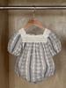 Ropa para Niños Jenny Ropa de Verano para Bebé Ropa para Trepar Estilo Coreano Estilo Bohemio Manga Corta Cuello de Encaje Wrap Cierre de Broche Ropa para Bebés Niñas