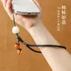 Nuevo Estilo Colgante para Teléfono Móvil Ruyi de Caqui Correa Corta para Muñeca Hombres y Mujeres Llavero con Colgante de Caqui de Vidrio Placa Antiperdida