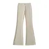 Conjunto de tres piezas para mujer de punto elástico: top sin tirantes/cárdigan corto/pantalones largos ajustados ligeramente acampanados para principios de otoño