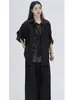 Camisa Unisex de Manga Larga Negra y Gris Estilo Nuevo Traje Falso de Dos Piezas Camisa Atuendo de Alta Gama Pantalones de Vestir Negros