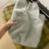 Suéter Holgado de Punto Grueso de Mohair Verde de Gama Alta para Mujer, Otoño Invierno, Suave y Pegajoso como la Leche, Top