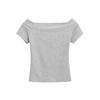 Estilo Europeo y Americano Verano Versátil Chica Caliente Un Hombro Manga Corta Asimétrica Ajustada Busto Camiseta Corta Cintura Alta