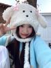 [bufanda gorro guantes juego de tres piezas] guantes de lazo de felpa para mujer invierno cálido grueso a prueba de frío para montar