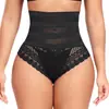 Ropa Interior Transfronteriza de Encaje de Cintura Media-Alta para Control de Abdomen y Glúteos para Mujeres Postparto, Transpirable, Moldeadora de Cintura, Shorts Triangulares Base