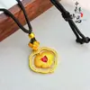 Loja de Ouro Mesmo Estilo Ouro Antigo Escovado Pingente Coração com Diamante Versátil Colar de Coração Corrente para Clavícula