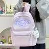 Mochila simple de moda estilo coreano ins para mujer, gran capacidad, bandolera escolar versátil con estampado de letras, mochila ligera casual para mujer