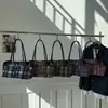 Outono e Inverno Lã Xadrez Estilo Roupa de Trabalho de Aula Bolsa de Grande Capacidade para Mulheres 2025 Outono Nova Bolsa de Ombro Tote Casual
