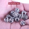 Contas de prata tibetana com furo grande contas de liga de prata antiga contas redondas contas soltas material de joalheria com miçangas pulseira DIY com miçangas