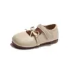 Zapatos pequeños de cuero de color liso estilo coreano con lazo, zapatos de princesa a la moda, nueva colección otoño 2026, planos de suela suave para niñas pequeñas