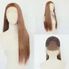 Peluca de fábrica al por mayor con encaje frontal estilo retro cabello largo liso sintético resistente a altas temperaturas
