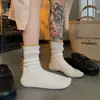 Calcetines Apilados con Abertura Trasera Relajada Estilo Japonés de Diseñador Literario de Caña Media Estilo Retro de Nicho Calcetines para Mujer Sencillos
