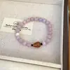 [De ensueño] Original Hielo Transparente Morado Ojo de Gato Ágata Calcedonia Pulsera Ruyi Flor de Durazno Buena Suerte Mejor Amigo Nicho
