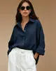 Camisas Casuales Transfronterizas 2025 Moda Europea y Americana Primavera y Verano Versátil Moda Perezosa Casual Color Sólido Simple Holgadas