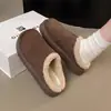 Chinelos de algodão femininos 2026, novos para outono e inverno, com pelúcia espessa, estilo Birkenstock, sem calcanhar, bico fechado, para usar no escritório