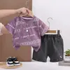 Conjunto de Verano para Niños 2026 Nuevo Elegante Infantil Manga Corta Cuello Redondo Deportivo Dos Piezas Tendencia Ropa para Niños