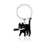 Pingente de desenho animado estilo japonês e coreano, criativo, personalizado, pequeno gato preto, faca, colar, chaveiro, conjunto, joias de animais fofos
