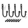 Un juego de 4 exquisitos mini ganchos para ropa chinos nuevos de hierro negro -656, ganchos para puerta de hierro, ganchos de hardware simples