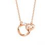 Collar de doble anillo de plata S925 para mujer, estilo coreano, colgante circular simple, cadena de clavícula para mujer, regalo de San Valentín, joyería de plata al por mayor
