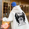 Sudadera con capucha transfronteriza para hombre, estilo otoño/invierno, con diseño de cruz y alas, moda streetwear americana, corte holgado y relajado, sudadera casual