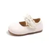 Sapatos de Couro Redondos para Meninas, Estilo Coreano Primavera e Outono Novos Sapatos de Bebê com Solado Macio e Velcro, Sapatos de Princesa da Moda para Meninas