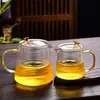 Tetera de Vidrio Rayada Nueva para Preparar Té Cerca de la Estufa, Engrosada y Resistente a Altas Temperaturas, con Separación de Té y Agua, Tetera Floral, Tetera con Patrón Vertical